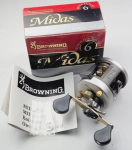 Browning Midas 6 Round Baitcasting Reel - Boxed, Made Japan, 6BB, Aluminum Frame - Picture 1 of 19
