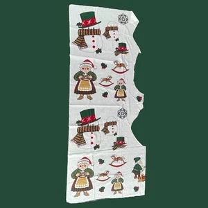 VTG Fabric Christmas Applique Cotton Fabric Santa Mrs Claus Elves Rocking Horse - Picture 1 of 6