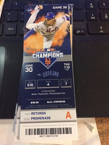 2016 NEW YORK METS VS CHICAGO CUBS TICKET STUB 6/30 KRIS BRYANT HR #48 Cover