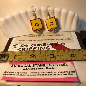 Hand made and painted wooden earrings / basketball backboard and net - Picture 1 of 1