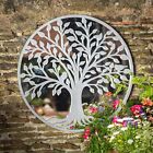 Tree of Life Wall Mirror - Outdoor Round Garden 65cm Life, Grey 