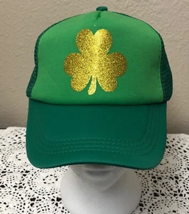 St Patrick's Day Baseball Hat Cap With Gold Glitter Shamrock Ireland Snapback - Picture 1 of 2