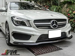 Carbon Fiber Front Lip Cover For 13-16 M-Benz W117 CLA200 CLA250 w/ AMG Package - Picture 1 of 2