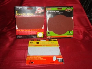 Seven 6" Stick On Sanding Discs 2 ea 150 Grit 3 ea 120 Grit 2 ea 100 Grit - Picture 1 of 4