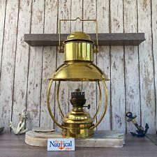16" Vintage Brass Hanging Ship Lantern - Polished Finish - Nautical Oil Lamps