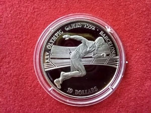 Cook Inseln 10 Dollars 1990 Münze 925er Silber Olympische Spiele Läufer Sprinter - Bild 1 von 2