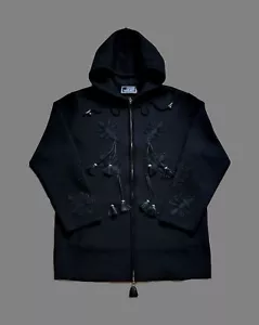 True Vintage Gianni Versace Couture Cardigan Strickjacke L 1992 Suede Schwarz - Bild 1 von 11