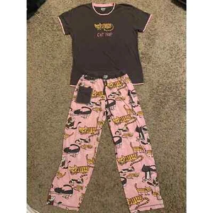 Lazy One Women's Cat Pajama Pants And Shirt Sizes Medium And XS - Picture 1 of 7