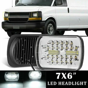 Chrome 7x6" LED Headlight Hi-Lo DRL For Chevy Express Cargo Van 1500 2500 3500 - Picture 1 of 8