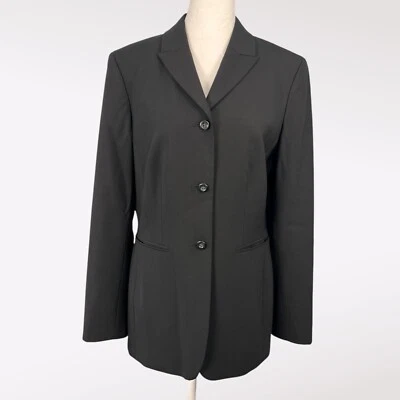 Blazer Traje Chaqueta Vintage Años 00 Classiques Entier Negro Mezcla Lana Talla 6 Foto 1 de 4