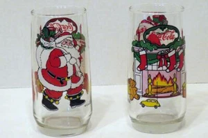 Coca Cola Libbey Glass Set McCrory Stores Santa Claus Christmas Lot - Picture 1 of 3