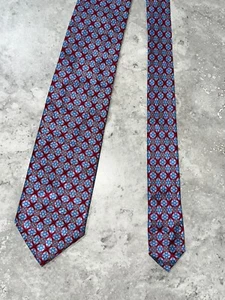 Cravatta uomo Brioni Italy 100% seta geometrica colorata lusso classica blu rosso - Foto 1 di 5