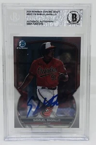SAMUEL BASALLO SIGNED 2023 BOWMAN CHROME DRAFT ROOKIE CARD BECKETT BAS AUTO - Picture 1 of 2
