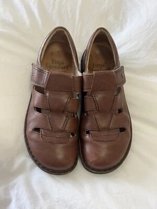 Finn Comfort | Women’s 41 US 10 | Brown Leather Hook Loop Fisherman Sandal Shoe - Picture 1 of 8