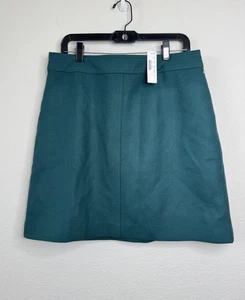 J.Crew 100% Wool A-Line Mini Skirt Forest Green Sz 12 Preppy Academia Career NWT - Picture 1 of 7