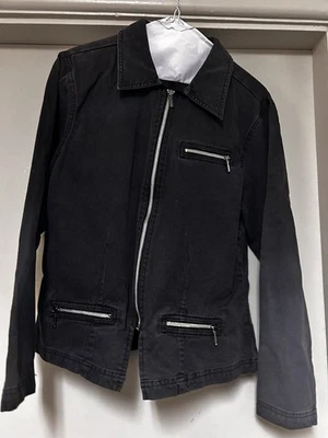 Xhilaration черный jean / джинсовой ткани куртка молнии женщина: M - Изображение 1 из 4