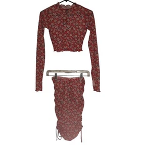 Ed Hardy Hawaii Blumen bauchfreies Top & geraffter Kordelzug Co-Ord Set Größe Small neu mit Etikett - Bild 1 von 5