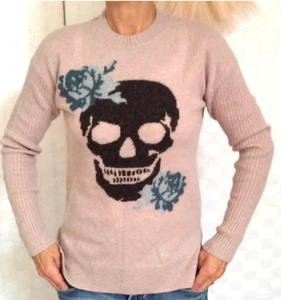 Skull Cashmere Rosye Graphic Cashmere Sweater Womens Small - Picture 1 of 10