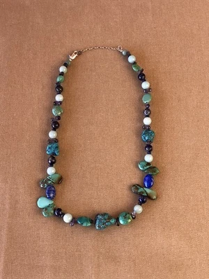 Sajen Turquoise & Multi Stone Sterling Silver 925 Necklace 19.5” - Image 1 of 4