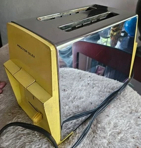 Vintage 1970s SCM Proctor-Silex Yellow & Chrome 2-Slice Automatic Pop-Up Toaster - Picture 1 of 7