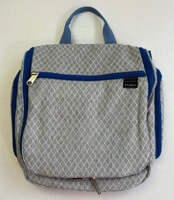 Bolsa de aseo organizadora personal LL Bean mediana diamante gris claro azul cosmético Foto 1 de 4