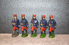 Elastolin WW1 or earlier French Infantry 5 Marching Figures 95mm tall