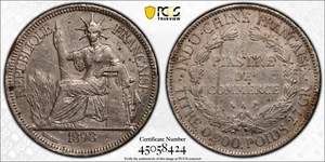 F082 FRENCH INDO-CHINA. 1898-A Piastre Lec-280 PCGS Genuine VF Details - Picture 1 of 3