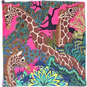 Hermes Bufanda Las Tres Gracias 90 cm Seda Rosa Marrón Carre Jirafa Animal - Imagen 1 de 6