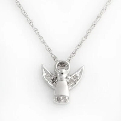 Elegante colgante de pájaro con diamantes blancos de plata de ley con cadena Foto 1 de 4