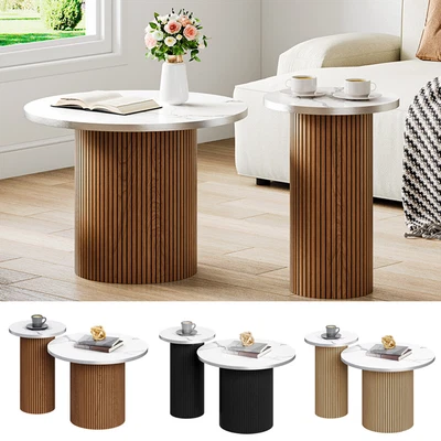 2er Set Couchtischset Beistelltisch Wohnzimmertisch Sofatisch Rund Satztisch DE - Bild 1 von 4