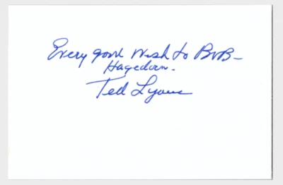 TED LYONS Autograph HOF White Sox Signed 4x6 Index Card Authentic AUTO LOA JSA - Image 1 of 2