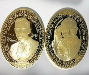Enorme 60mm PAPA FRANCISCO Bergoglio + BEATO CHARLIE Medalla Iglesia Puerto Rico - Picture 1 of 12