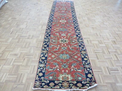 Alfombra oriental Serapi geométrica naranja óxido anudada a mano 3 x 13'7 Runner G12160 Foto 1 de 4