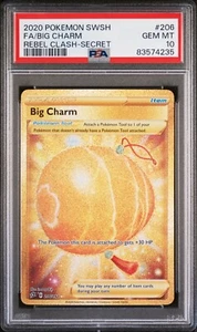 PSA 10 2020 POKEMON SWORD & SHIELD REBEL CLASH 206 FULL ART BIG CHARM SECRET - Bild 1 von 2