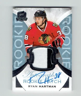 2015 UPPER DECK THE CUP RYAN HARTMAN 186 RC AUTOGRAPH PATCH RPA /249 BLACKHAWKS - Image 1 of 2