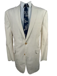 CALVIN KLEIN Mens Beige Khaki ATHLETIC FIT Cotton Sport Coat Blazer Jacket 44L - Picture 1 of 9