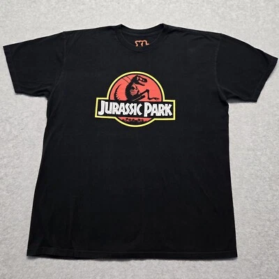 BustedTees Shirt Mens XL Black Jurassic Park T-Rex Movie Humor Action Sci Fi - Image 1 of 4