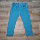 Levis 501 Jeans Mens 36x32 501xx Teal Green Button Fly Shrink To Fit Denim