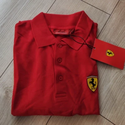 FERRARI классический красный подлинный рубашка-поло хлопок мужской размер L новый - Изображение 1 из 4