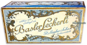 Barattolo di latta o scatola di latta biscotti spezie svizzere BASLER LECKERLI vintage - Foto 1 di 7