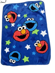Sesame Street Elmo Cookie Monster Blue Blanket 30x43 - Picture 1 of 3