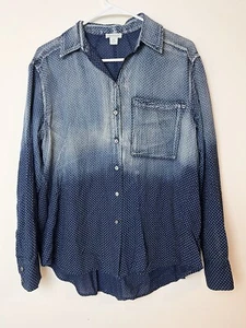 Sundace Polka Dot Chambray Top Medium Washed Blau Knopfleiste Freizeit - Bild 1 von 6