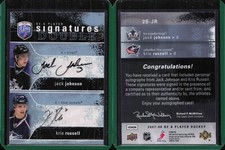 07/08 2007/08 Be A Player Auto Signature Dual Jack Johnson Kris Russell