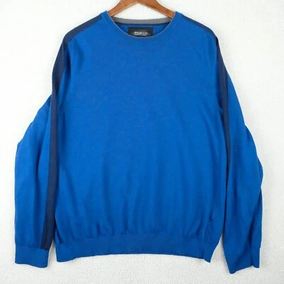 Awearness Kenneth Cole Sweater Mens Extra Large Blue Merino Wool Crew Stretch - Изображение 1 из 4