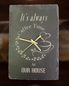 Reloj de Pared Cocina Pizarra Grabado Láser Personalizado - Cualquier Texto - Imagen 1 de 17