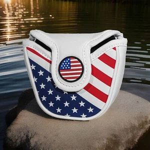 Golf Putter Head Cover Mallet Headcover Club PU Leather Protector Cover Magnetic - Picture 1 of 7