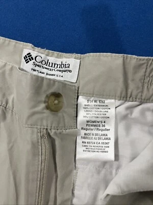 Pantalones cortos convertibles Columbia para mujer 4 24x30 tostados caminata caminar peces golf Foto 1 de 4