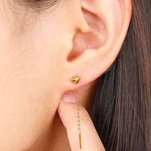 Au750 Tassel Earrings 18K Yellow Gold Earring For Women 18 Karat Love Heart - Picture 1 of 13