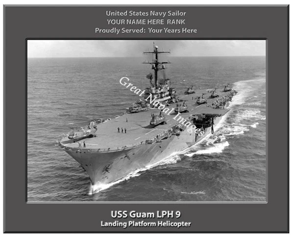 USS Guam LPH 9 Personalized Canvas Ship Photo Print Navy Veteran 2 - Image 1 of 1