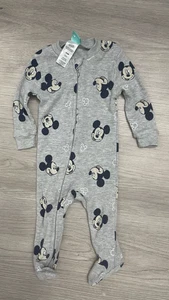 Disney Baby Mickey Mouse Nachtwäsche Thermo Reißverschluss grau blau 0 bis 3 Monate 0/3 - Bild 1 von 6